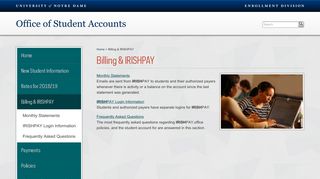 
                            2. Billing & IRISHPAY // Office of Student Accounts // University of ... - Irish Pay Login