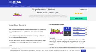 
                            3. Bingo Diamond → Get £40 Bonus + 100 Free Spins - Bingo Diamond Sign Up