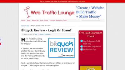Bitqyck Review – Legit Or Scam?  Web Traffic Lounge