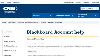 
Blackboard Account help | CNM  
