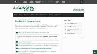 
                            4. Blackboard Decommission | Brightspace - Algonquin College - Algonquin College Blackboard Portal