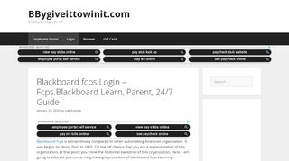 
                            1. Blackboard fcps Login - Fcps.Blackboard Learn, Parent, 24/7 ... - Blackboard 24 7 Portal