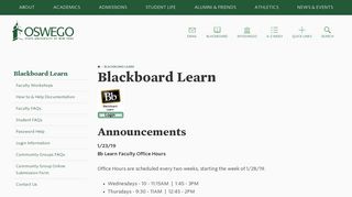 Blackboard Learn | Blackboard Learn - SUNY Oswego - Suny Oswego Blackboard Portal