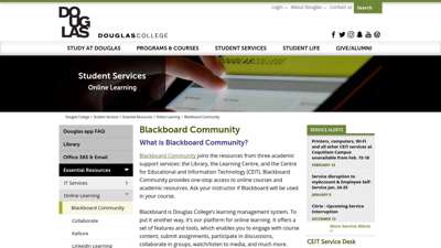 
Blackboard online learning portal - Douglas College
