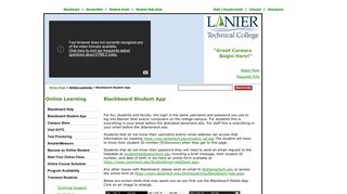
Blackboard Student App - Lanier Technical College
