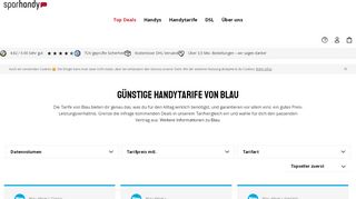 
                            9. Blau Tarife: Günstige Angebote mit & ohne Handy - Sparhandy - Simyo Blau Portal