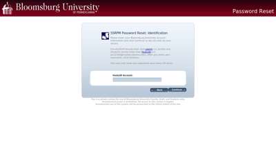 Bloomsburg University Self Service Reset Password Management