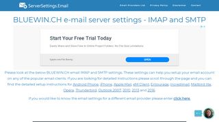 
                            7. BLUEWIN.CH email server settings - IMAP and SMTP ... - Bluewin Email Portal Page