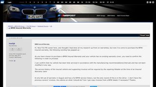 
BMW Insured Warranty - M5POST - BMW M5 Forum - Bimmerpost  
