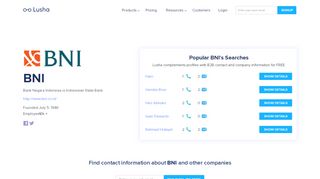
BNI - Email Address Format & Contact Phone Number - Lusha  
