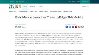 
                            7. BNY Mellon Launches TreasuryEdge(SM) Mobile - Bny Mellon Treasury Edge Login