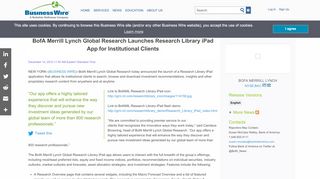 
                            5. BofA Merrill Lynch Global Research Launches Research Library iPad ... - Bank Of America Merrill Lynch Research Portal