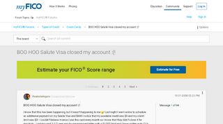 
                            5. BOO HOO Salute Visa closed my account :(! - myFICO® Forums - 372597 - Salute Visa Portal