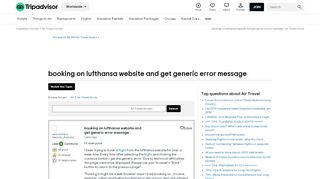 
                            7. booking on lufthansa website and get generic error message - Air ... - Lufthansa Expert Portal