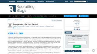 
                            3. Bounty Jobs - Be Very Careful! – RecruitingBlogs
