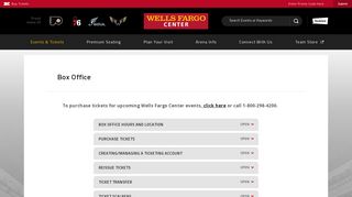 
                            2. Box Office | Wells Fargo Center - Wells Fargo Center Philly Portal