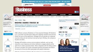 
Brightree Acquires Strategic AR -- HME Business
