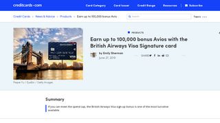 
British Airways card offers sign up bonus up to 120,000 Avios ...  
