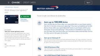 
                            7. British Airways Credit Card | Chase.com - Avios Online Banking Portal