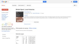 
British Sport: Local histories  
