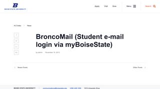 
                            4. BroncoMail (Student e-mail login via myBoiseState) - A-Z Index - Boise State Email Portal