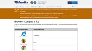 
Browser Compatibility - VA/DoD eBenefits  

