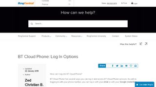 
                            6. BT Cloud Phone: Log In Options - RingCentral Support - Bt Portal Login