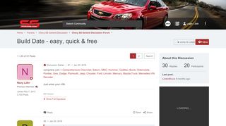 
                            7. Build Date - easy, quick & free | Chevy SS Forum - Compnine Login