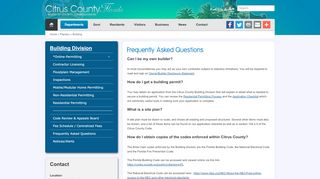 
                            3. Building Division - Frequently Asked Questions - Citrus County Board ... - Citrus County Building Department Contractor Portal