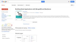 
Building Node Applications with MongoDB and Backbone  
