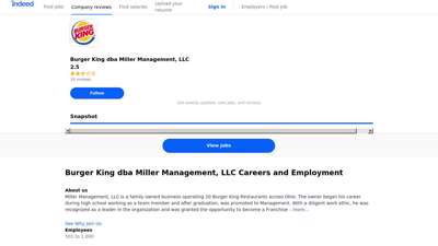 Burger King dba Miller Management, LLC Careers and ...