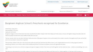 
                            7. Burgmann Anglican School's Preschools recognised for Excellence ... - Burgmann Anglican School Portal