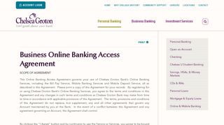 
                            8. Business Online Banking Agreement - Chelsea Groton Bank - Chelsea Groton Bank Online Banking Portal