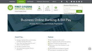 
                            6. Business Online Banking & Bill Pay | First Citizens National ... - First Citizens Online Business Banking Portal