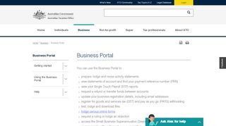 
                            2. Business Portal | Australian Taxation Office - Welcome Business Portal