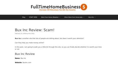 Bux Inc Review: Scam!  Full time home business