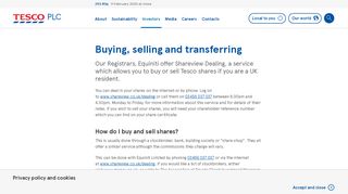 
                            3. Buying, selling and transferring - Tesco PLC - Tesco Shares Login