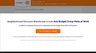 
by Email or Login - Avis Budget Group Perks at Work  
