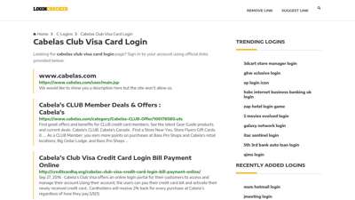 Cabelas Club Visa Card Login — Sign In to Your Account