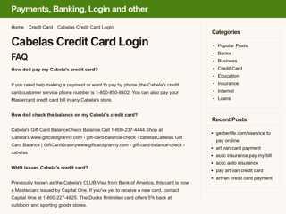 Cabelas Credit Card Login - Payments, Banking, Login and ...