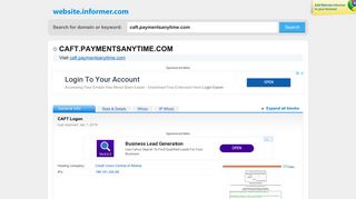caft.paymentsanytime.com at WI. CAFT Logon - Www Caft Paymentsanytime Com Login