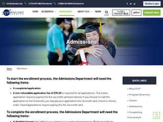 California Coast University Admissions Application Page ...