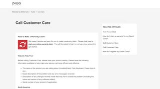 
                            6. Call Customer Care – Welcome to ZAGG Care - Zagg Account Portal