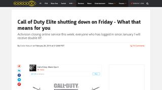 
                            7. Call of Duty Elite shutting down on Friday - What that means ... - Call Of Duty Elite Portal Error