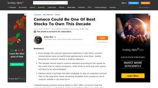 Cameco Could Be One Of Best Stocks To Own This Decade ... - My Cameco Login