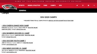Camps - Southern Oregon University Athletics - Inside Sou Edu Cp Home Portal
