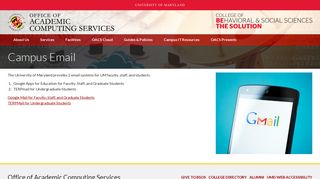 
                            6. Campus Email | OACS | Office of Academic Computing ... - Umd Gmail Portal