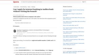 
                            9. Can I apply for internet banking in Andhra bank without visiting ... - Andhrabank In Portal