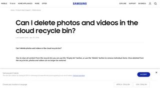 
                            2. Can I delete photos and videos in the cloud recycle bin ... - Samsung Cloud Recycle Bin Portal