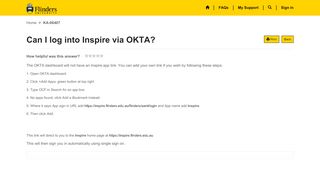 
                            5. Can I log into Inspire via OKTA? - Ask Flinders - Okta Flinders Portal